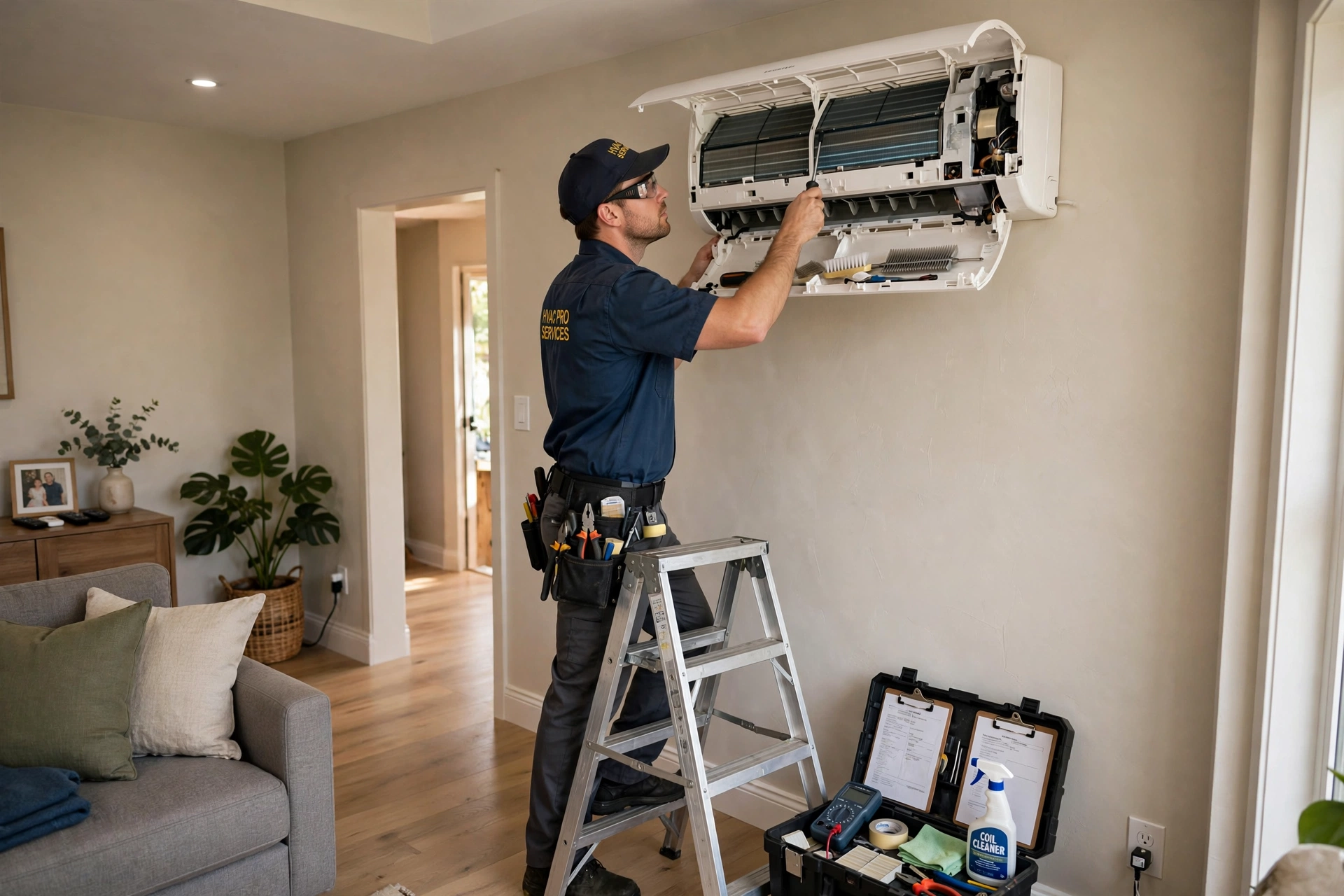 Técnica reparando refrigeradora